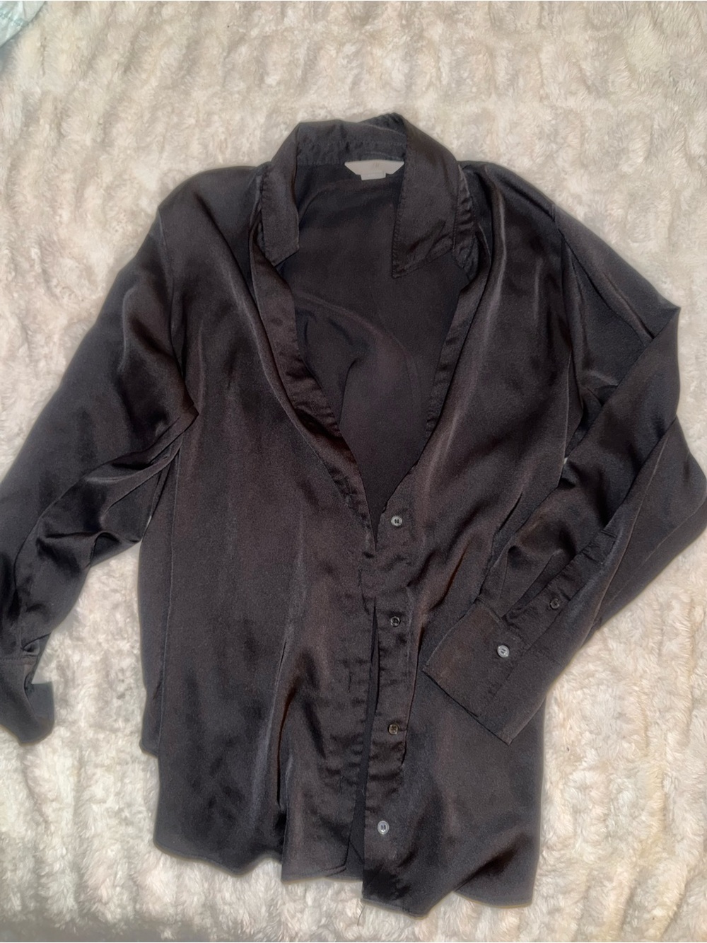 H&M Black Satin Button-Down Shirt